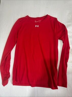 Under Armour Women’s Long Sleeve Crew - Red with White Logo